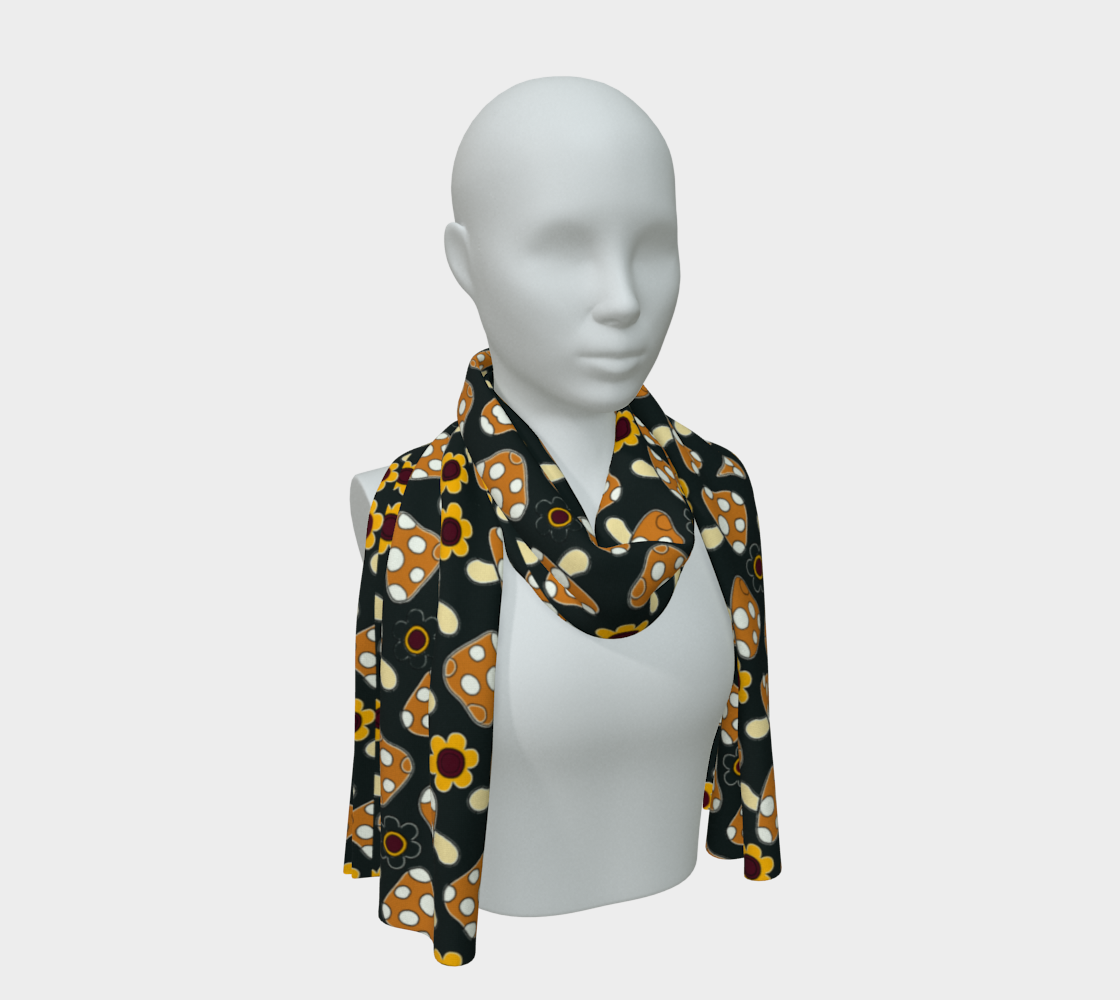Flower & fungi silk scarf